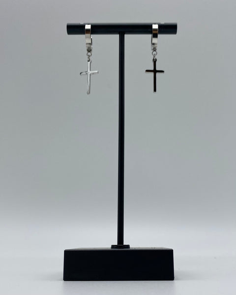 cross mens earrings, cross unisex earrings, cross genderless earrings,