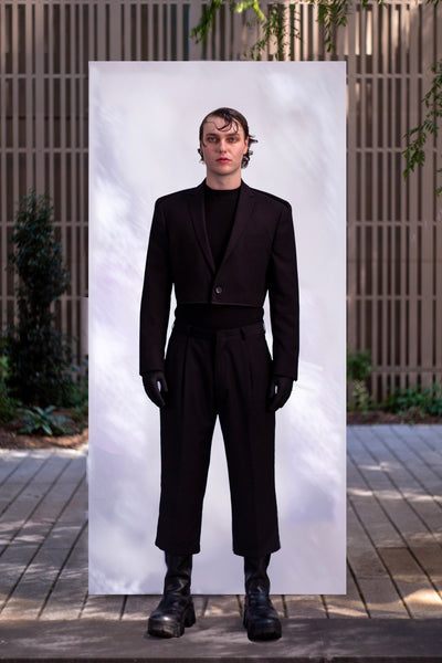 men's cropped suit jacket, men's cropped jacket, men's cropped blazer, men's tailored jacket, tailored cropped jacket, cropped jacket, black cropped jacket