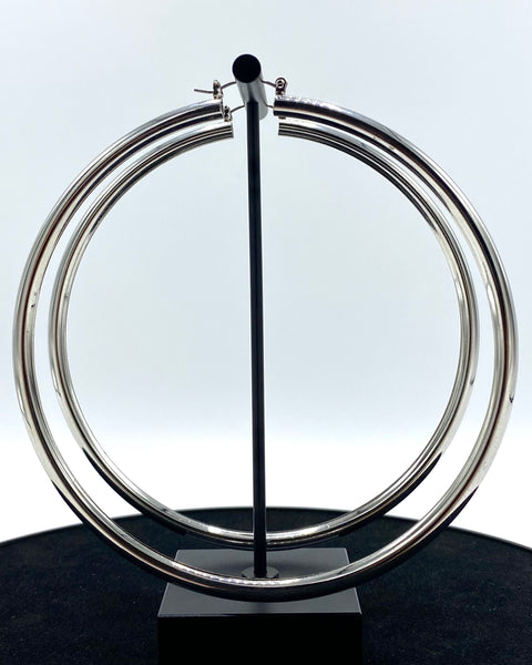 Oversized hoop earrings made in stainless steel and sterling silver dipped.