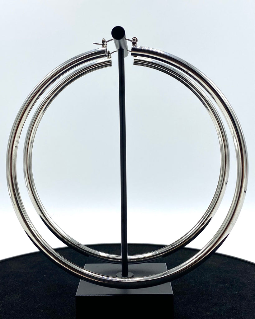 Oversized hoop earrings made in stainless steel and sterling silver dipped.