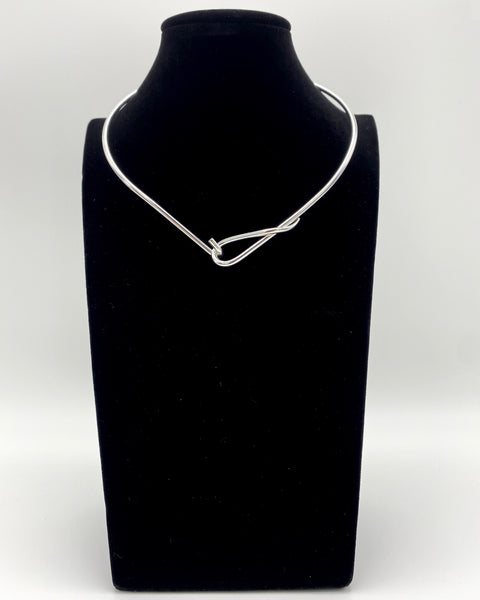 SILVER PLAIN METAL HOOK CHOKER NECKLACE