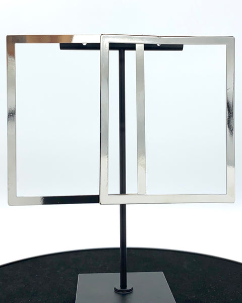 STAINLESS STEEL OPEN METAL RECTANGLE EARRINGS