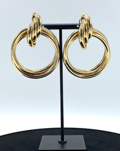 double knot earrings Made in high-quality stainless steel and 14K karat gold-dipped.
