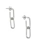 18K WHITE GOLD PLATED BRASS METAL OPEN OVAL LINK EARRINGS