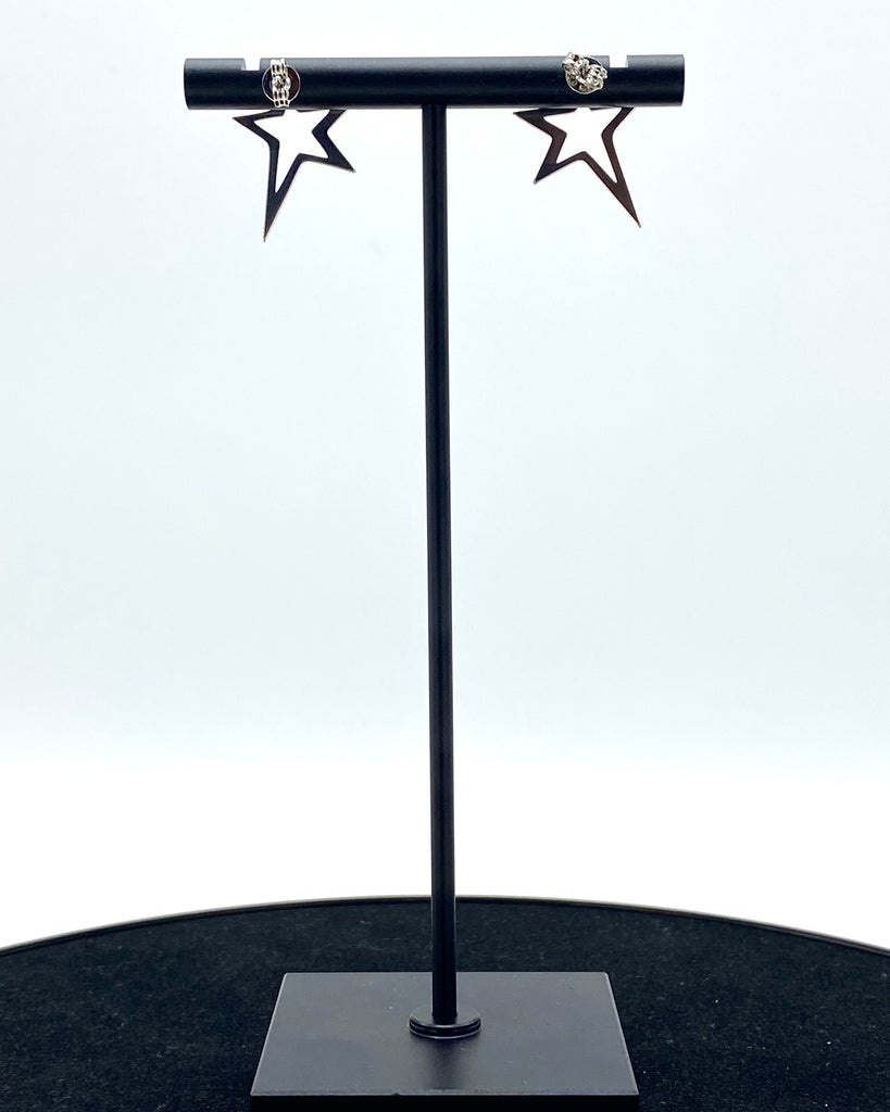 24K WHITE GOLD STAR EARRINGS