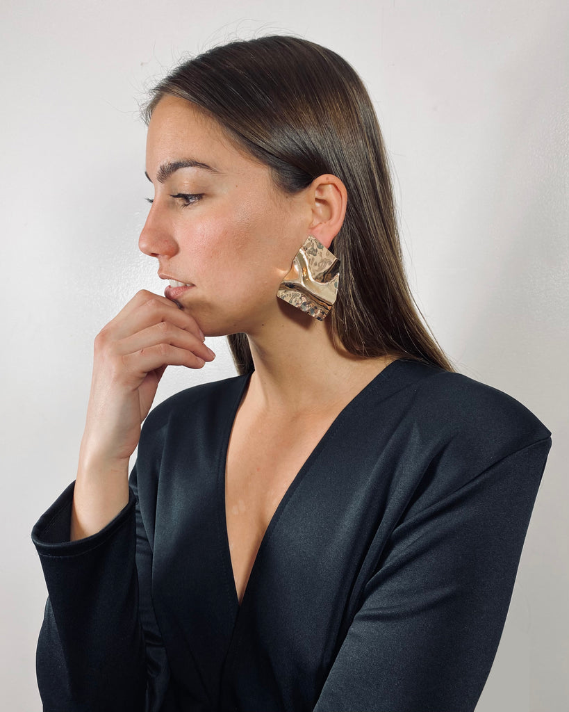 Textured warped metal earrings