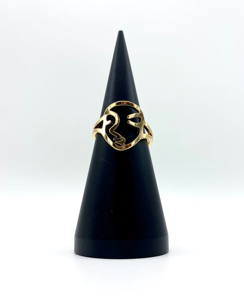 ADJUSTABLE FACE SKETCH RING KARAT GOLD DIPPED AND STERLING SILVER DIPPED