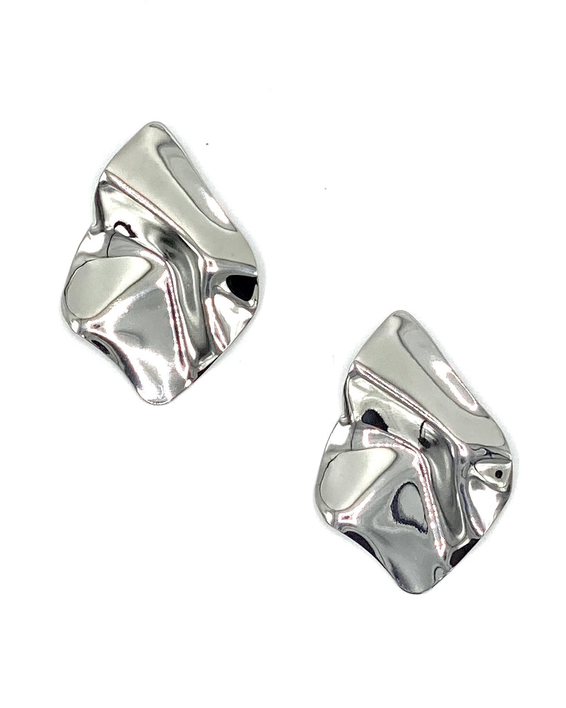 Abstract warped earrings made in stainless steel and sterling silver dipped