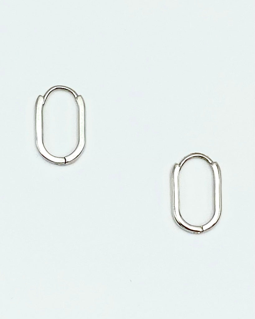 STERLING SILVER DIPPED METAL OPEN OVAL HUGGIE EARRINGS