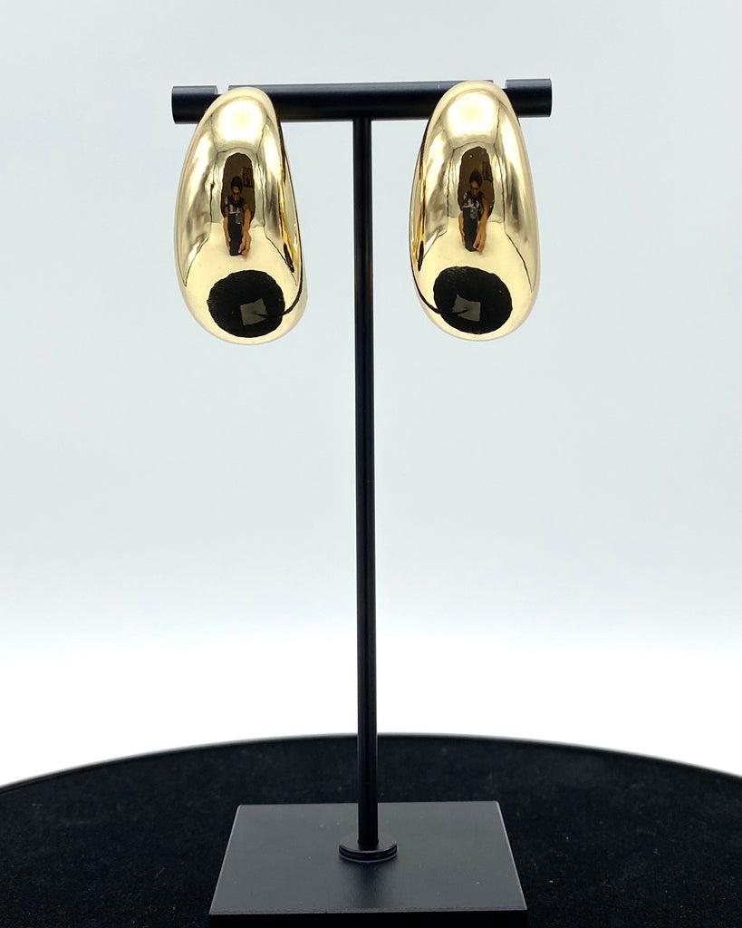 bold half metal hoop earrings, molded with the highest stainless steel quality and karat gold-dipped