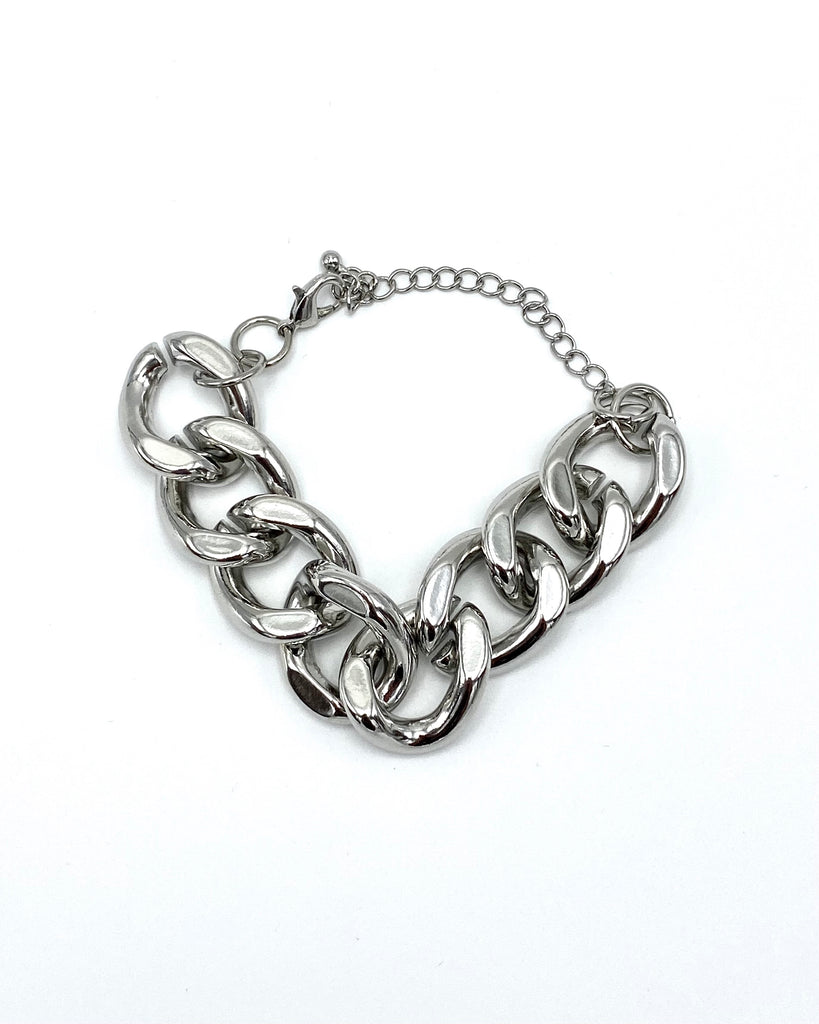 chunky metal chain bracelet design.   Molded with the highest stainless steel quality and sterling silver-dipped.