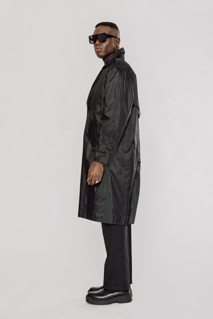 double breasted men's raincoat, double breasted raincoat, double breasted trench coat, men's double breasted trench coat, black double breasted trench coat, men's raincoat, men's trench coat, men's black trench coat, men's black raincoat, balenciaga trench coat, balenciaga raincoat, oversized raincoat, oversized trench coat, men's oversized raincoat, men's oversized trench coat