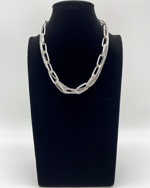 multi-layered metal chain necklace