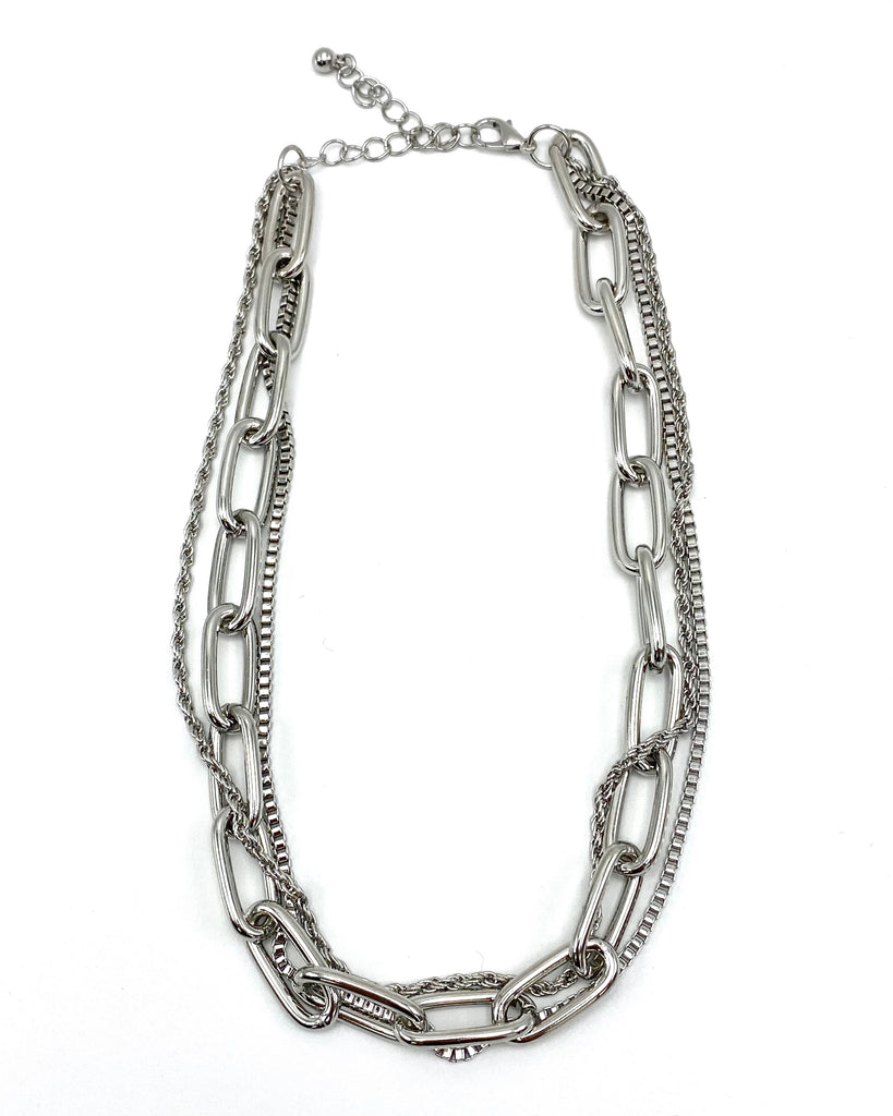 multi-layered metal chain necklace